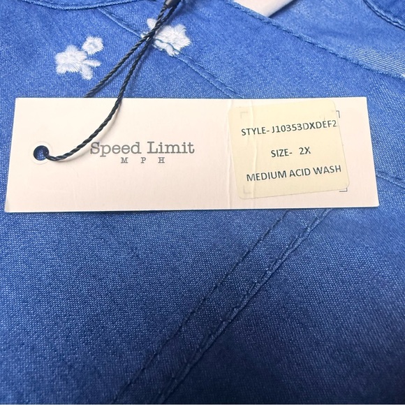 Speed Limit MPH NWT Chambray Button Front Shirt Dress Tunic Women’s Size 2X - Picture 8 of 8